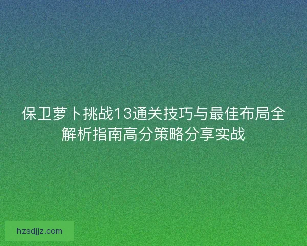 保卫萝卜挑战13通关技巧与最佳布局全解析指南高分策略分享实战
