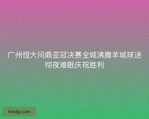 广州恒大问鼎亚冠决赛全城沸腾羊城球迷彻夜难眠庆祝胜利
